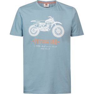 Petrol Industries - Heren Print T-shirt - Blauw - Maat XXXL