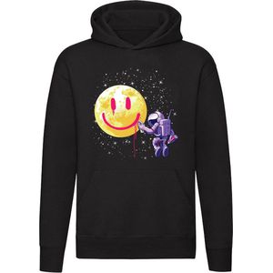 Astronaut maakt smiley met graffiti Hoodie - maan - ruimte - wereld - lachen - ruimtevaart - sterren - blij - glimlach - unisex - trui - sweater - capuchon