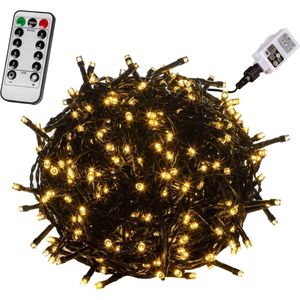 VOLTRONIC LED Verlichting - 100 LEDs - Met Afstandsbediening - Kerstverlichting - Tuinverlichting - Binnen en Buiten - 10 m - Groene Kabel - Warm Wit