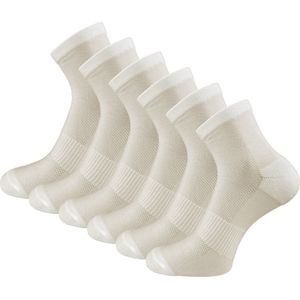 6 paar Compressie Quarter Sportsokken - SQOTTON® - Off-white - Maat 35-38