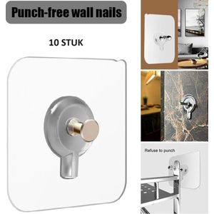 10 Stuk Zelfklevende Plakspijkers I Klevende Spijker I Ophanghaken I Plakschroef I Ophangsysteem I Zelfklevende Muur Hangers I Ophanghaakjes I Transparant