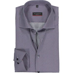 ETERNA modern fit overhemd - structuur heren overhemd - blauw en rood met wit dessin - Strijkvrij - Boordmaat: 38