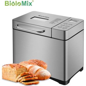 ProductPlein - BioloMix® - Automatische Broodbakmachine 19 in 1 - Deegmachine Kneedmachine 650W Deegmixer & Deeghaak - Broodmachine 19 Programma's 3 Broodkleuren & Maten - Met Automatische Fruitverspreider + Gratis Receptenboek