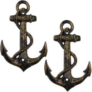 Ibenzoa® Decoratieve Wandhaken in Nautische Stijl met Antiek Bronzen Afwerking - Set van 2 Stuks