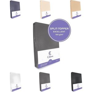 Cillows Excellent Jersey Hoeslaken voor Split Topper - 180x210 cm - (tot 5/12 cm hoogte) – Donker grijs