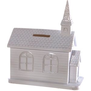 spaarpot kerk wit 17cm origineel geschenk collectebus huwelijk communie themafeest