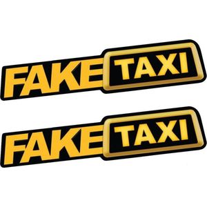 2x Autosticker FAKE TAXI - Grappige sticker voor auto - Mannen stickers