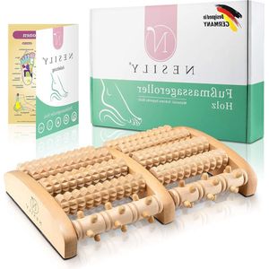 Premium voetmassageroller - houten voetmassage roller incl. Duitse handleiding - ontspannende voetmassage voor plantaire stimulatie massage roller