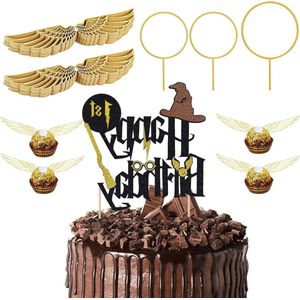 1e verjaardag Glitter Magiër taartdecoratie - 54 stuksWizard Cake Topper 1e Verjaardag Wings Chocolade Cake TopperVerjaardag Party Decoratie Taart Decoratie Magic Thema