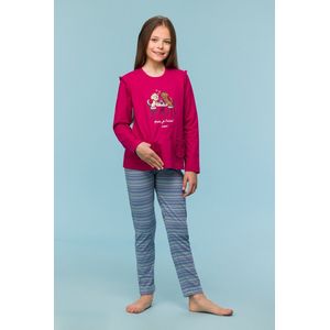 Woody pyjama meisjes/dames - framboos rood - labradoodle - 242-10-PLG-S/357 - maat 164
