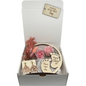 Geschenkbox Wil jij mijn METER zijn? | ROZE | zeeproosjes | droogbloemen | oorbellen | BOHEMIAN | meter vragen | meter worden | peettante vragen | peettante worden | cadeau | doosje met een vraag