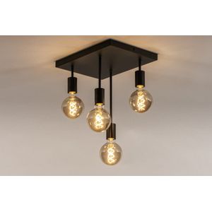 Lumidora Plafondlamp 74550 - Plafonniere - LINCOLN - 4 Lichts - E27 - Zwart - Metaal - ⌀ 42 cm