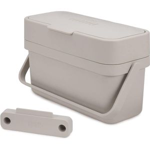 Prullenbak/afvalbak 4L - ophangbaar - keuken, badkamer, auto - met handvat en ventilatieopening - compostbakje aanrecht - steenkleur/beige