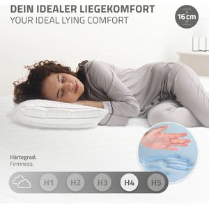 Bedframe eenpersoonsbed metalen bed 90x200 cm zwart incl. matras H-16cm met lattenbodem ML-Design