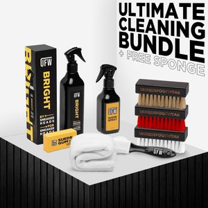 UFW Ultimate Sneaker Cleaning Kit (9-in-1) – Complete Sneaker Reiniger Set – Bright Cleaning Solution, Suede Cleaner + 4 Borstels + Gum + Doek + Wonderspons – Voor Alle Materialen (Suède, Leer, Mesh, Rubber)