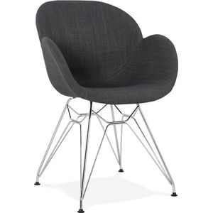 Alterego Moderne stoel 'ORIGAMI' met donkergrijze stof met wit metalen voeten