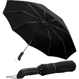 Paraplu zakparaplu stormvast + automatisch openen en paraplutas, zwart | heren dames reisparaplu - compact stabiel, Teflon wind- en regendicht | zakparaplu golfparaplu paraplu, zwart