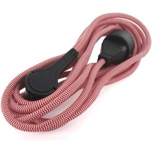 Verlengsnoer 5 meter - Rood/Wit - Gewone Platte Stekker