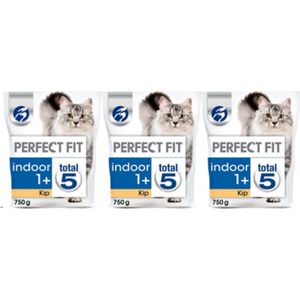 Perfect Fit Indoor Adult 1+ Brokjes - Kip - Kattenvoer - 3 x 750g