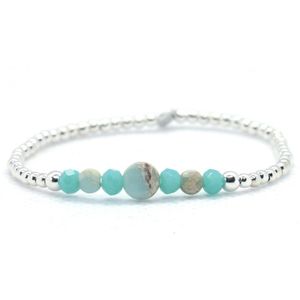 Heaven Eleven - meisjes - armband - Kinderarmband - zilver 925 -2,5mm - turkoois - 16cm