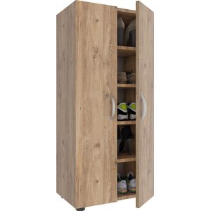 Ulas5 - Schoenenkast - Eikenkleur - 2 Deuren - Inclusief Planken
