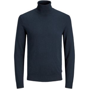 JACK & JONES slim fit coltrui katoen - donkerblauw - Maat: L