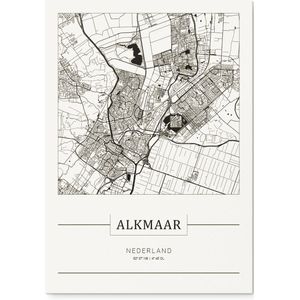 Stadskaart Alkmaar - Plattegrond Alkmaar – city map – Forex muurdecoratie 30 x 40 cm