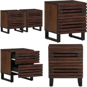 vidaXL Nachtkastjes 2 st 40x34x46 cm massief mangohout - Nachtkastje - Nachtkastjes - Bijzettafel - Wandkastje