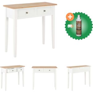 vidaXL Bijzettafel 79x30x74 cm hout wit - Tafel - Inclusief Houtreiniger en verfrisser