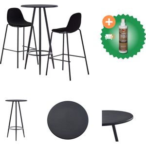 vidaXL 3-delige Barset stof zwart - Set tafel en stoelen - Inclusief Houtreiniger en verfrisser