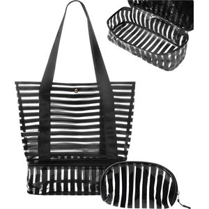 Strandtas voor dames groot: waterdichte zwemtas draagtas - schoudertas met ritssluiting voor strand, zwembad, reizen, winkelen