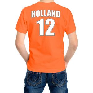 Oranje supporter t-shirt - rugnummer 12 - Holland / Nederland fan shirt / kleding voor kinderen 158/164