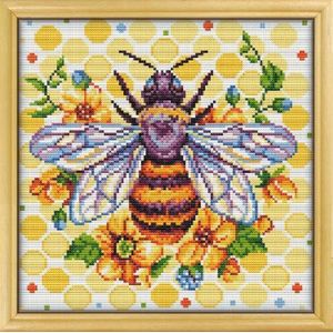 Borduurpakket Awesome Pattern Studio - Bumblebee Among Flowers - Bij in Bloemen - Geschikt voor beginners/inclusief Nederlandse gebruiksaanwijzing