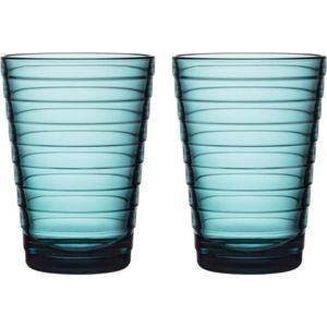 Iittala Aino Aalto - Tumbler Glazen Set - Waterglas - Vaatwasserbestendig - Zeeblauw - 33 cl - 2 Stuks