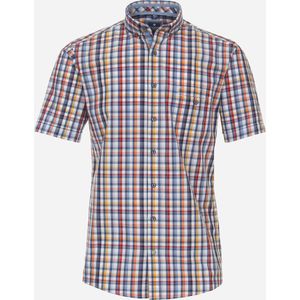 Redmond comfort fit overhemd - korte mouw - popeline - rood geruit - Strijkvriendelijk - Boordmaat: 41/42
