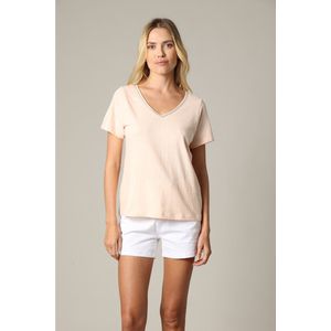 DEELUXE Dames-T-shirt van katoen en linnen met mooi V-halsdetail XS