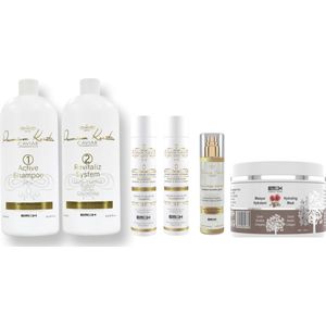 Keratin Caviar Kit 2 x 1000ml & Na keratine behandeling shampoo en conditioner en Masker