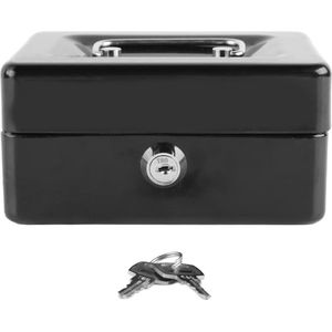 Cash Box metalen kluis met slot en sleutels - compact en draagbaar - veilig voor geld en documenten .