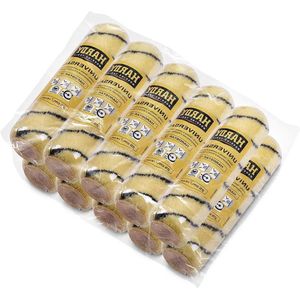 Verfroller 25 cm poolhoogte 13 mm diameter 48 mm - Geel-wit - 10 stuks