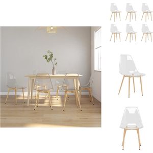 vidaXL Eetkamerstoel Transparant PET/Metaal 46x52x84 cm - Ergonomisch ontwerp - Set van 6 - Eetkamerstoel