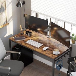 Laptoptafel, thuiskantoor, bureau, eenvoudige montage, metalen frame, 120 x 60 x 75 cm