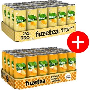 Fuze Tea Pack Sparkling Lemon Black Tea sleekcan 24x330 ml NL en Green Tea Mango Chamomile 24x330 ml NL