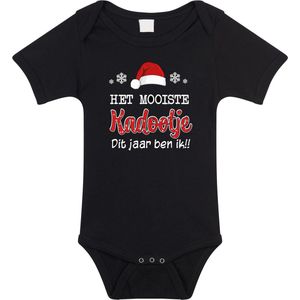 Bellatio Decorations kerst baby rompertje - Kadootje - zwart - Kerstdiner cadeau 80