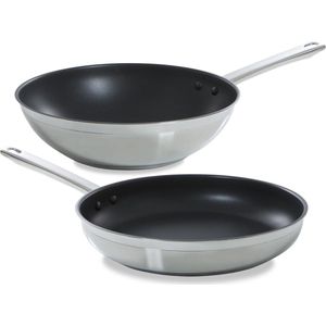 BK Allround pannenset - 2-delig - koekenpan Ø 28 cm + steelwok Ø 28 cm - inductie - PFAS-vrij