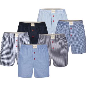 Phil & Co 6-Pack Geweven Wijde Boxershorts Heren Multipack 6-Pack - Maat L - Losse boxershort heren