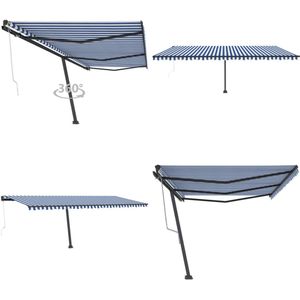 vidaXL Luifel vrijstaand automatisch 600x300 cm blauw en wit - Uitschuifbare Luifel - Uitschuifbare Luifels - Uittrekbare Luifel - Uittrekbare Luifels