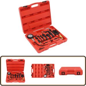 vidaXL Compressietesterset voor Diesel - Rood Dieseltjesonderhoud - Compressitest - Dieselmotor - Vrachtwagen Reparatie - Auto Reparatie