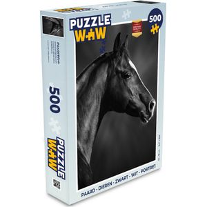 Puzzel Paard - Dieren - Zwart - Wit - Portret - Legpuzzel - Puzzel 500 stukjes