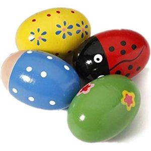 Titel: 4 stuks houten ei Maracas Shakers muziek percussiespeelgoed - willekeurige kleur