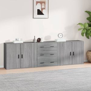 The Living Store Dressoir Classic - Grijs Sonoma Eiken - Set van 3